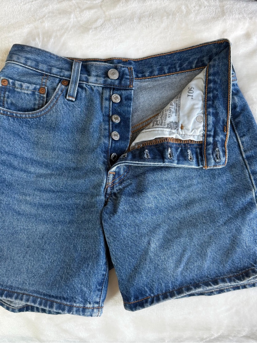 Levi's Blue Denim Women's Jean Shorts with Button Fly
